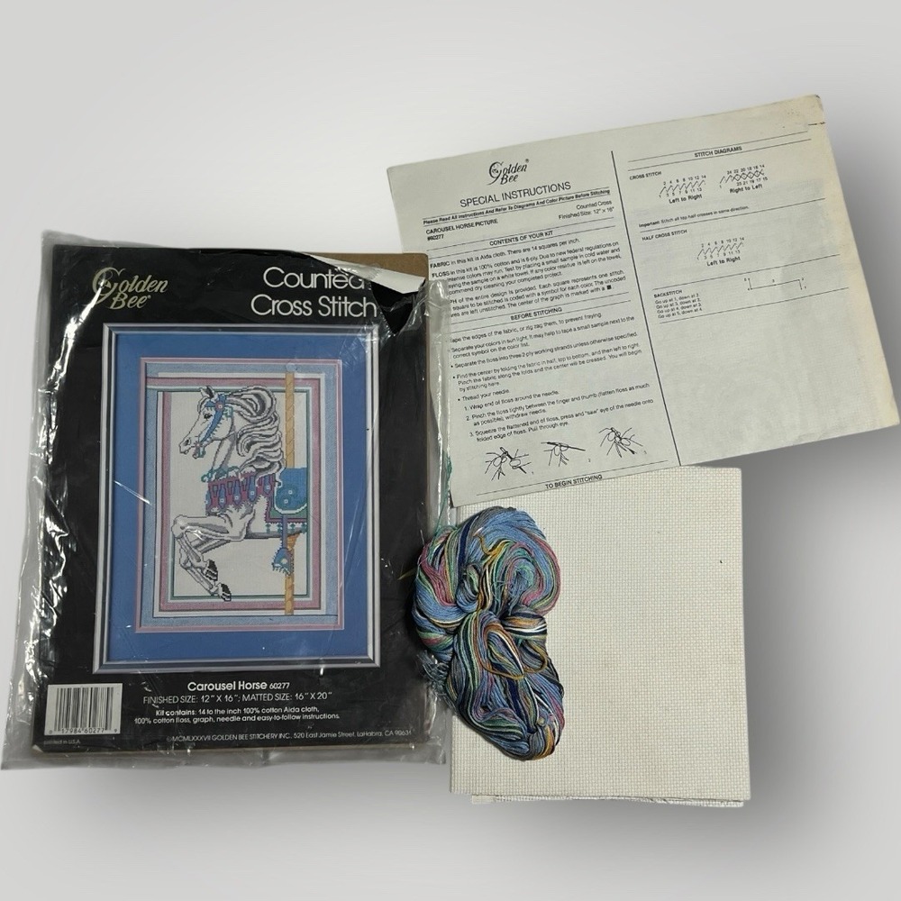 Golden Bee "Carousel Horse" 60277 Counted Cross Stitch Kit 12"x16" Gift NEW READ - Picture 7 of 8